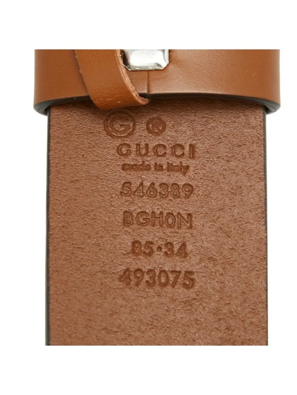 Gucci Interlocking Belt 85 34 GG Buckle Brown Leather